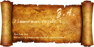 Zimmerman Arnót névjegykártya